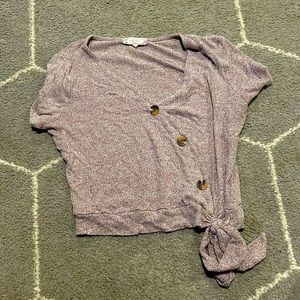 Pink button tye detail